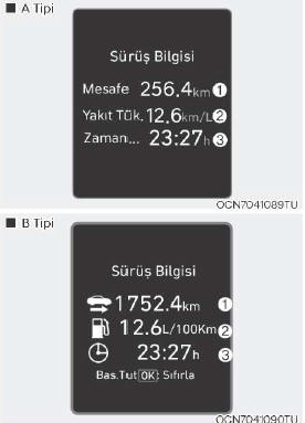 Sürüş Bilgisi ekranı
